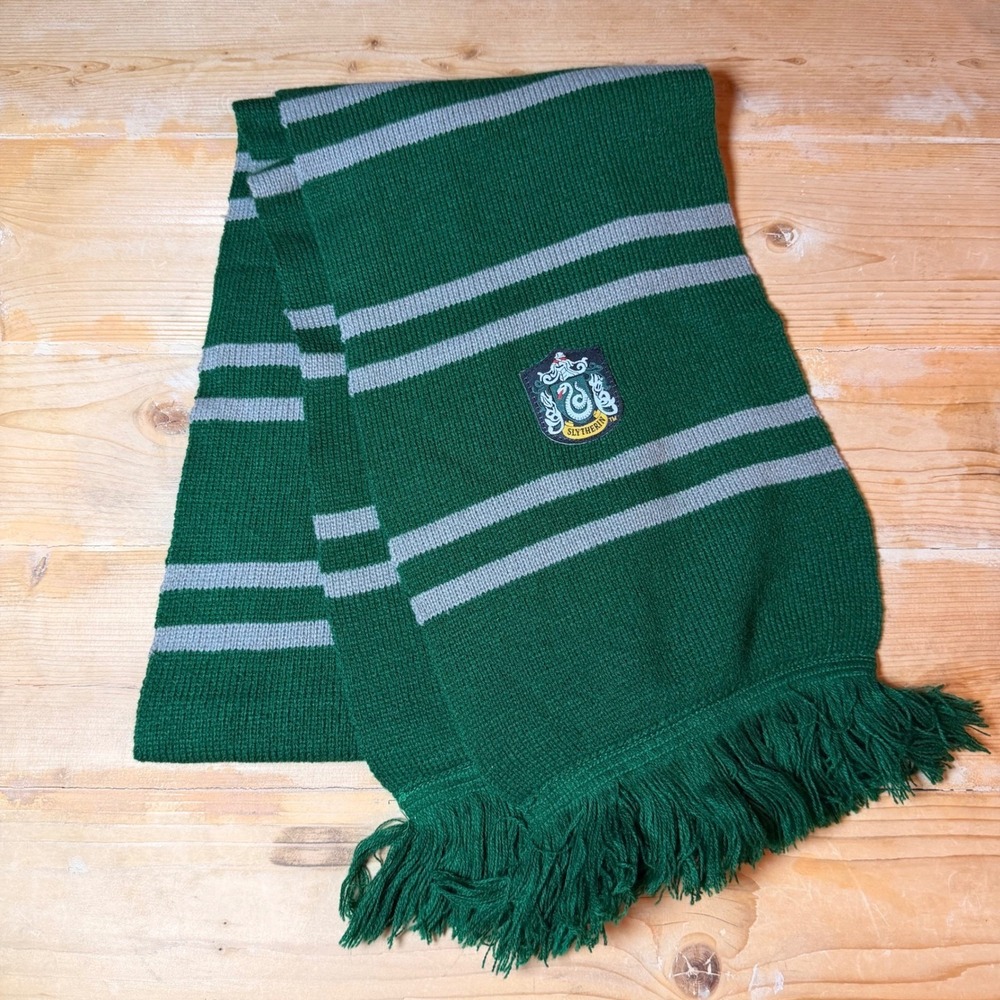 Harry Potter Slytherin House Scarf Green Silver Striped Knit Cosplay 9x68